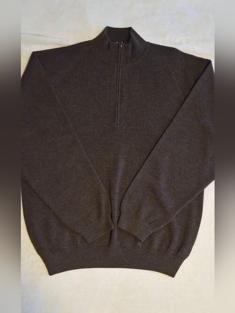 Men's Half-Zip Sweater in Dark Brown - Classic Knit Pullover